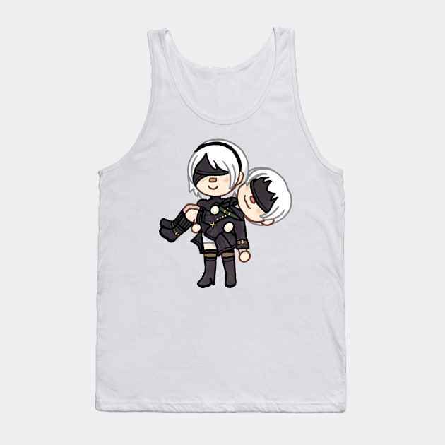 Chibi 2B And 9S Tank Top by Rose Rivers